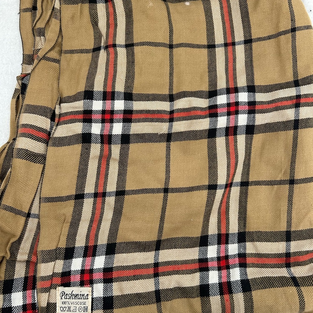 Burberry Tan Plaid Scarf